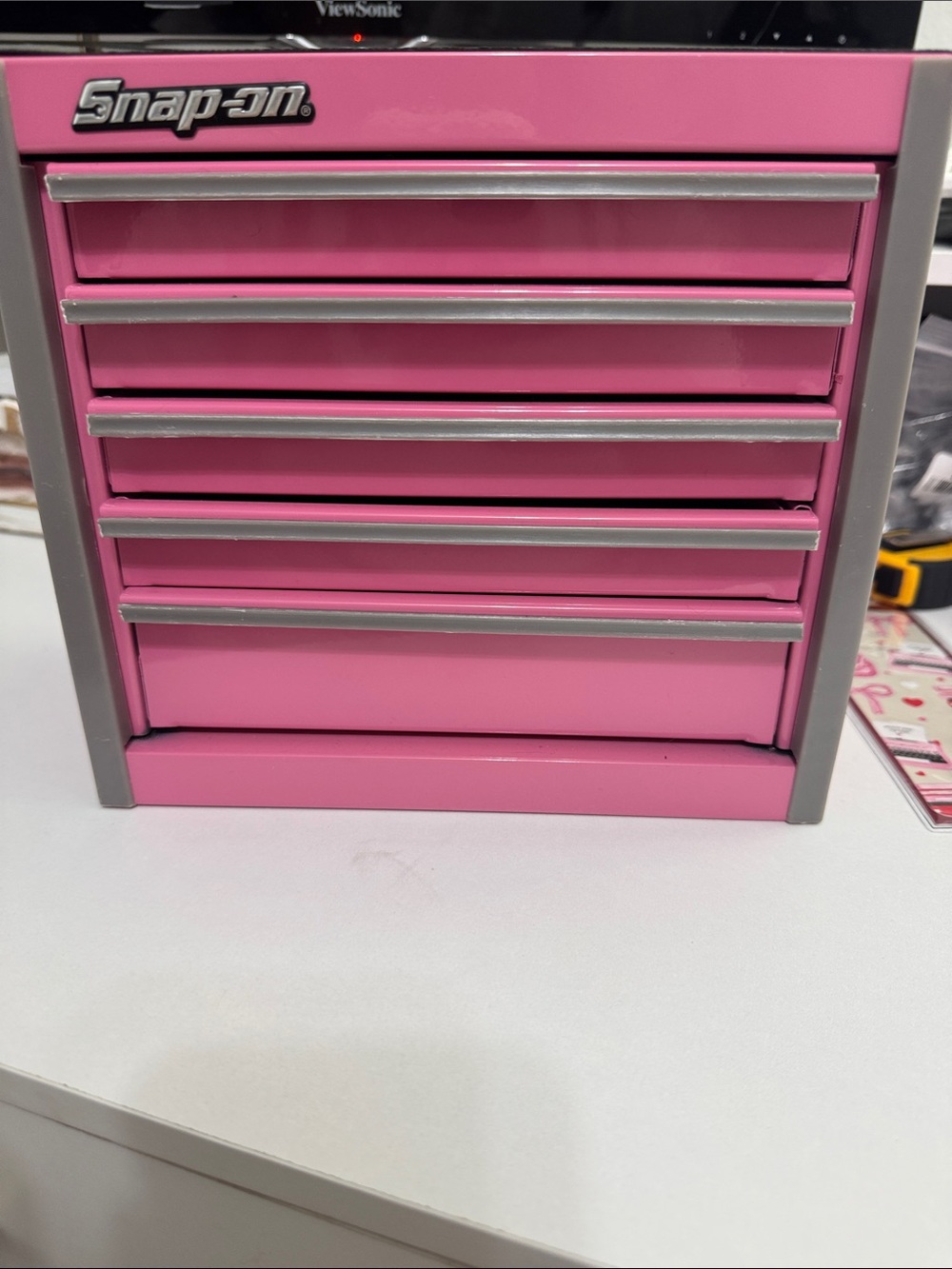 Snap-on Pink 5-Drawer Mini Tool Chest with Silver Accents